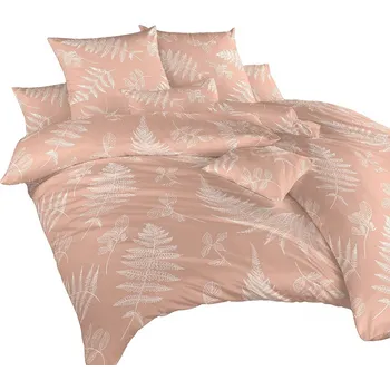 Povlečení Povlečení krep Kapradí bílé na latté 140x220, 70x90 cm