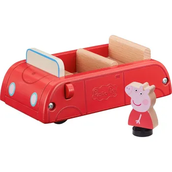 Figurka Peppa Pig dřevěné rodinné auto a figurka Peppa