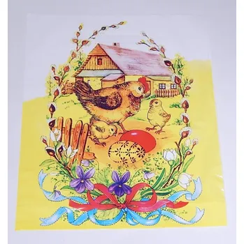 Dárková taška Taška PE 35x42cm XL průhmat Slepice na dvoře
