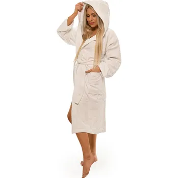 Dámský župan Dámský bavlněný župan s kapucí 01 White L