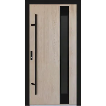 Vchodové dveře Hahn-Türke Vchodové dveře DS82-M24 reflexní šedé sklo Barva: Turner Oak, Směr otevírání: Pravé, Dovnitř, Celkové rozměry: 880x2080mm