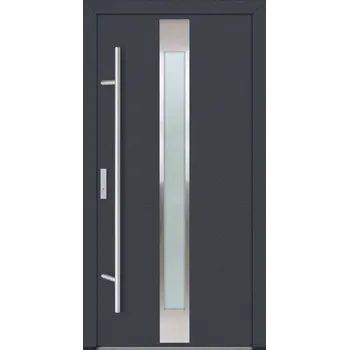 Vchodové dveře Hahn-Türke Vchodové dveře DS82-M05 mléčné sklo Barva: Antracit, Směr otevírání: Pravé, Ven, Celkové rozměry: 880x2080mm