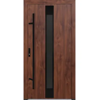 Vchodové dveře Hahn-Türke Vchodové dveře DS82-M25 mléčné sklo Barva: Ořech, Směr otevírání: Levé, Ven, Celkové rozměry: 1100x2200mm