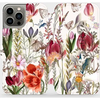 Pouzdro na mobilní telefon Flipové pouzdro Mobiwear - Apple iPhone 13 Pro - MP01S Rozkvetlá louka - VÝPRODEJ (Knížkové flip pouzdro, obal, kryt na mobil Apple iPhone 13 Pro - MP01S Rozkvetlá louka, materiál Umělá kůže + TPU - ochrana 360°, stojánek, silikonová vanička, magnetické)