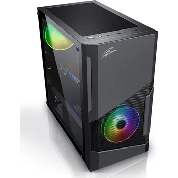 PC skříň EVOLVEO M5, skříň mATX, 2x RGB ventilátor, sklo