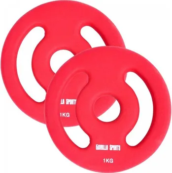 Gorilla Sports Sada zátěžových kotoučů 2 x 1 kg, červená