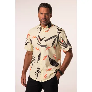 Pánská košile JP1880, Plus size Košile JP1880, krátké rukávy, skrytý límeček s knoflíky, Modern střih, do 8XL pro plnoštíhlé nadměrná velikost, 837296617-1907, béžový, 8XL, Plus size oblečení, Oblečení pro vysoké muže, Nadměrné velikosti, Oblečení pro plnoštíhlé.