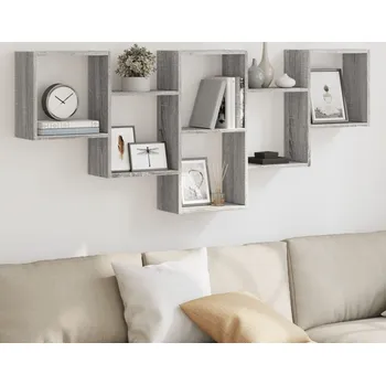 police vidaXL Nástěnná police 159 x 18 x 66 cm kompozitní dřevo [853300] Barva: šedá sonoma