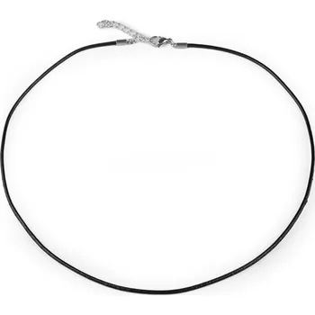 Materiál na výrobu šperku Kožená šňůrka s karabinkou z nerezové oceli délka 46 cm, barva černá