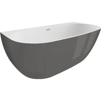 Vana Polimat Akrylátová volně stojící vana ke stěně Risa 170x80 Rozměry (cm): 170x80, Barva vany: Bílá / grafit lesk