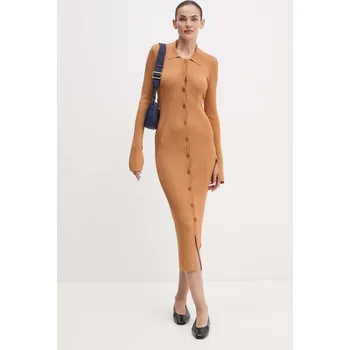 Dámské šaty Šaty Patrizia Pepe hnědá barva, maxi, 8A1339 K9J5 8A1339.K9J5 88X, vel. 36