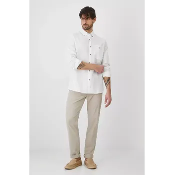 Pánská košile Lněná košile Medicine pánská, bílá barva, regular, s límečkem button-down RS25.KDM050 00X, vel. S