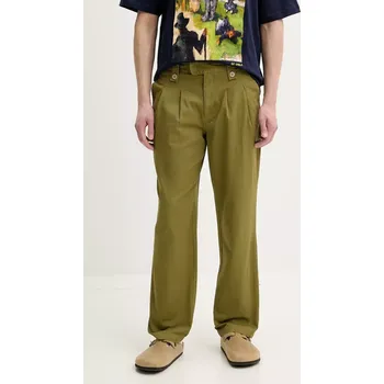 Pánské kalhoty Bavlněné kalhoty Desigual BANKER pánské, zelená barva, ve střihu chinos, 25SMPW01 91X, vel. 30