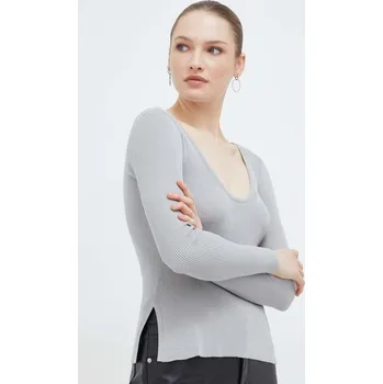 Dámský svetr Svetr Max Mara Leisure dámský, stříbrná barva, lehký, 2416361017600 SLV, vel. S