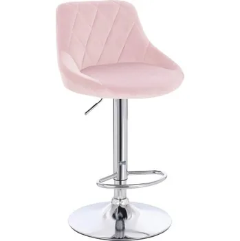 Barová židle Barová židle Kvam velur základna chrom - pudrově růžová