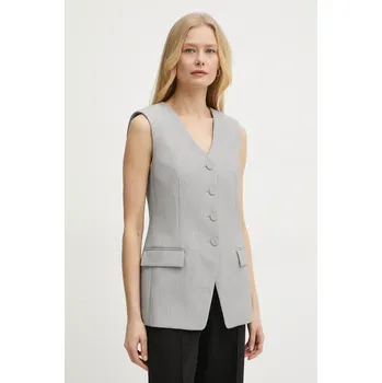 Dámská vesta Vesta Patrizia Pepe šedá barva, jednořadá, 8S0538 A533 8S0538.A533 90X, vel. 38