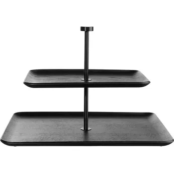 Příbor ASA Selection Etažér dvoupatrový obdélníkový WOOD V.25cm černý