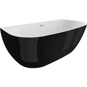 Polimat Akrylátová volně stojící vana ke stěně Risa 170x80 Rozměry (cm): 170x80, Barva vany: Bílá / černá lesk