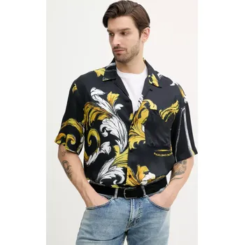 Pánská košile Košile Versace Jeans Couture pánská, černá barva, relaxed, s límečkem button-down, 78GAL2B0 NS632 78GAL2B0.NS632 99A, vel. 48