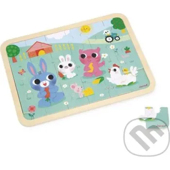 Puzzle Drevené puzzle s predlohou a hľadanie rozdielov Farma - Janod Janod