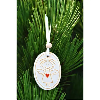 Vánoční dekorace Keramický anděl v oválku