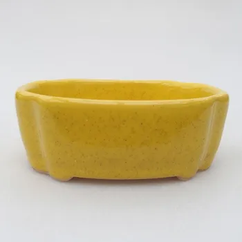 Květináč Keramická bonsai miska 10,5 x 8 x 3,5 cm žlutá