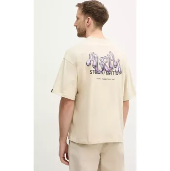 Bavlněné tričko Alpha Industries Studio Edition BP T 156553 béžová 01X, vel. L
