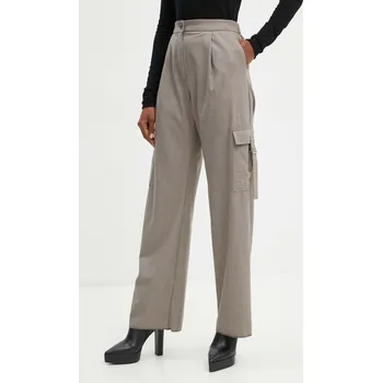 Dámské kalhoty Kalhoty Marella dámské, béžová barva, jednoduché, high waist, 2423136024200 08X, vel. 38