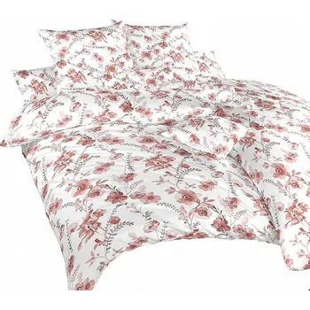 Povlečení Povlečení bavlna Kvítí terracota na bílém 240x200, 2x70x90 cm