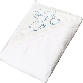 Tega baby Dětská froté osuška s kapucí 100x100cm KRÁLÍČCI - BÍLÁ
