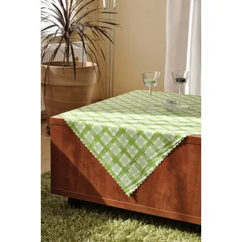 ubrus Polášek Holešov Ubrus teflon tisk 5616-4 abstrakce 100% polyester Zelená káro 140x200 ovál