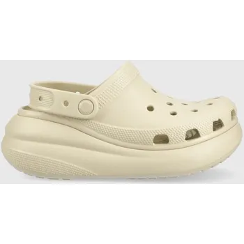 Dámské pantofle Pantofle Crocs Classic Crush Clog dámské, béžová barva, na platformě, 207521 207521.2Y2 02X, EUR 42/43