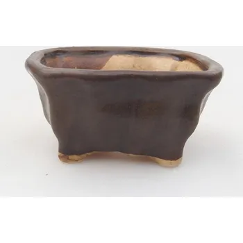 Květináč Keramická bonsai miska 7 x 6,5 x 3,5 cm hnědá
