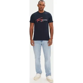 Pánské oblečení Tommy Jeans T-Shirt Signature Dna DM0DM20817 Tmavomodrá Regular Fit S
