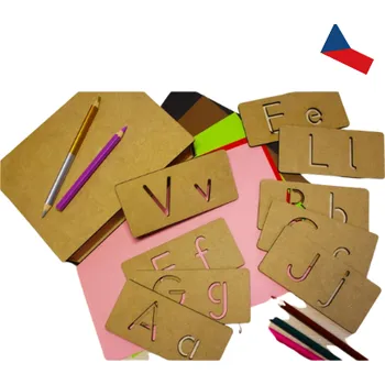 Dřevěná hračka JH WoodArt Dřevěné šablony na písmena - kreativní sada pro děti (Kompletní abeceda)