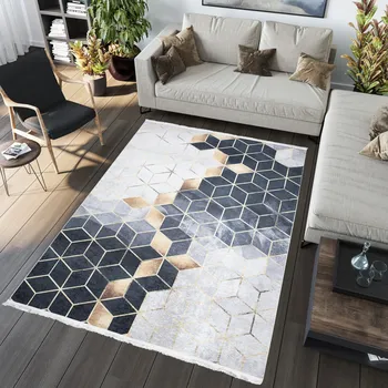 Koberec Moderní koberec Life - kostky 1 - modrý/bílý Rozměr koberce: 80x150 cm