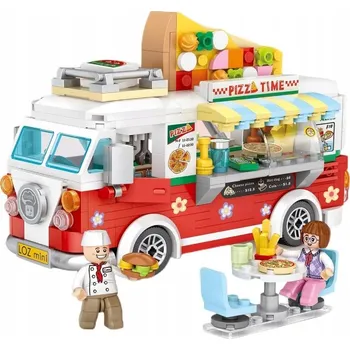 ostatní stavebnice Dodávka Food Truck Auto s Pizzou Mini Stavebnice LOZ