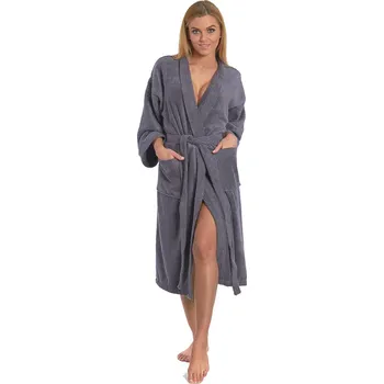 Dámský župan Dámský bavlněný župan model KIMONO 02 Dark Grey S