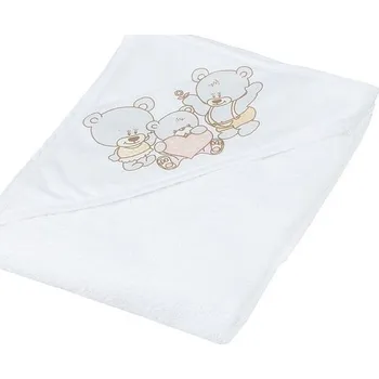 Tega baby Dětská froté osuška s kapucí 100x100cm MEDVÍDEK - BÍLÁ