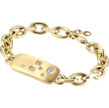 Náramek Free Style Náramek z chirurgické oceli s destičkou pozlacený BSS957 Délka náramku: 19+2 cm