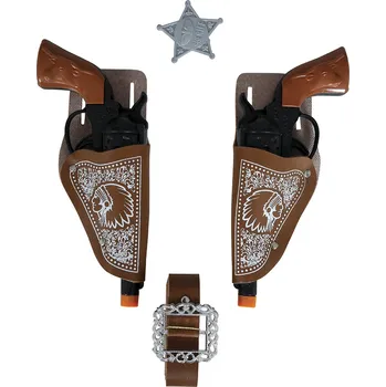 Karnevalový doplněk Guirca Karnevalový opasek s pouzdry na pistole a dvěma pistolemi