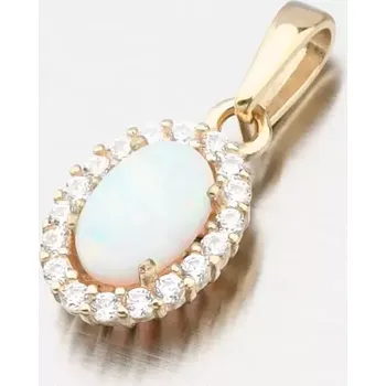Přívěsek Dámský přívěsek žluté zlato 585 zirkon bílý opál a 613G-024