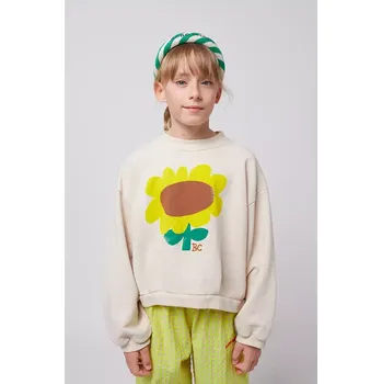 Chlapecká mikina Dětská bavlněná mikina Bobo Choses Sunflower 125AC041 béžová 01X, vel. 99/110