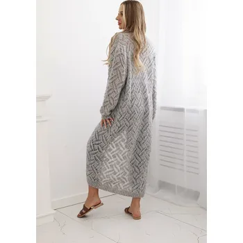 Dámský svetr Kesi Dlouhý vlněný kardigan Super Kid Barva: Šedá, Velikost: UNI