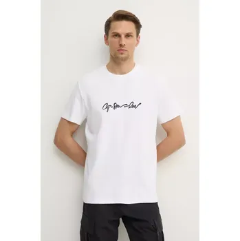 Pánské tričko Bavlněné tričko G-Star bílá barva, s potiskem, D25150-C812 D25150.C812 00X, vel. XL