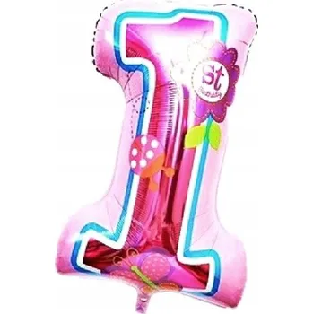 Balónek Fóliový balónek RŮŽOVÝ číslice 1 k 1. narozeninám BIRTHDAY
