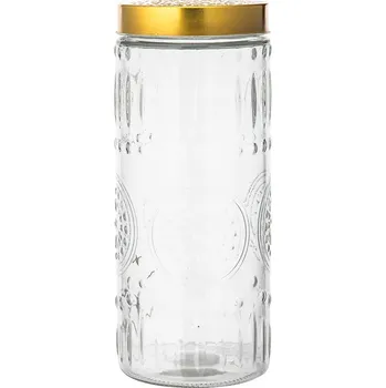 Sklenice Skleněná Zavařovací Sklenice na sypké produkty, kulatý Daisy, 2,2 l, 27x11,5x11,5 cm