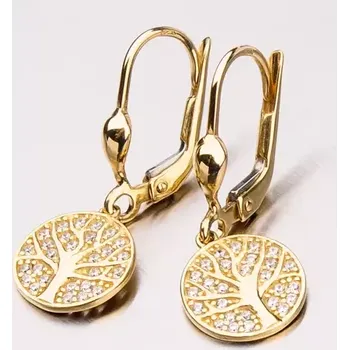 Náušnice Dámské náušnice žluté zlato 585 zirkon 12-345