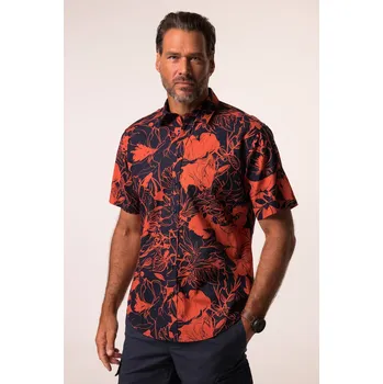 Pánská košile JP1880, Plus size Košile JP1880, lněná směs, krátké rukávy, Kent límeček, plošný potisk, Modern střih, do 8XL pro plnoštíhlé nadměrná velikost, 837289679-1459, oranžový, XL, Plus size oblečení, Oblečení pro vysoké muže, Nadměrné velikosti, Oblečení pro pl