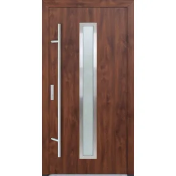 Vchodové dveře Hahn-Türke Vchodové dveře DS82-M01 grafitově šedé sklo Barva: Ořech, Směr otevírání: Pravé, Ven, Celkové rozměry: 1100x2200mm